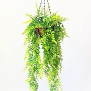 Artificial Plant Stepladder Ferns in a cocofibre metal hanger,home decor,garden Aplant770